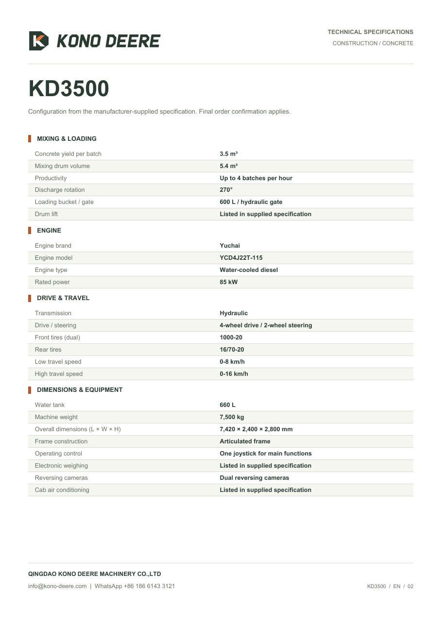 KD3500 — Product brochure, Page 2