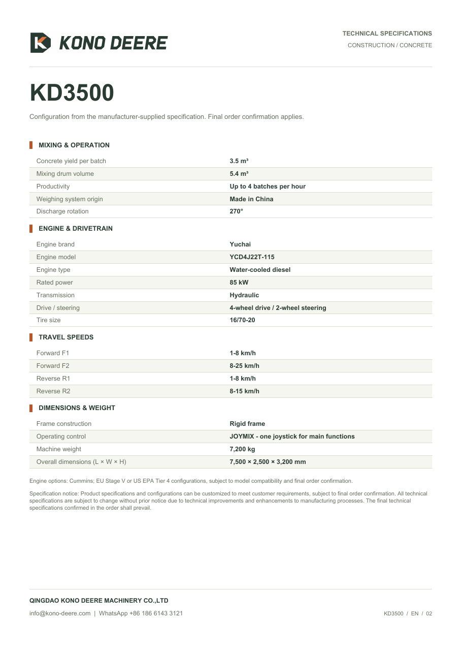 KD3500 — Product brochure, Page 2