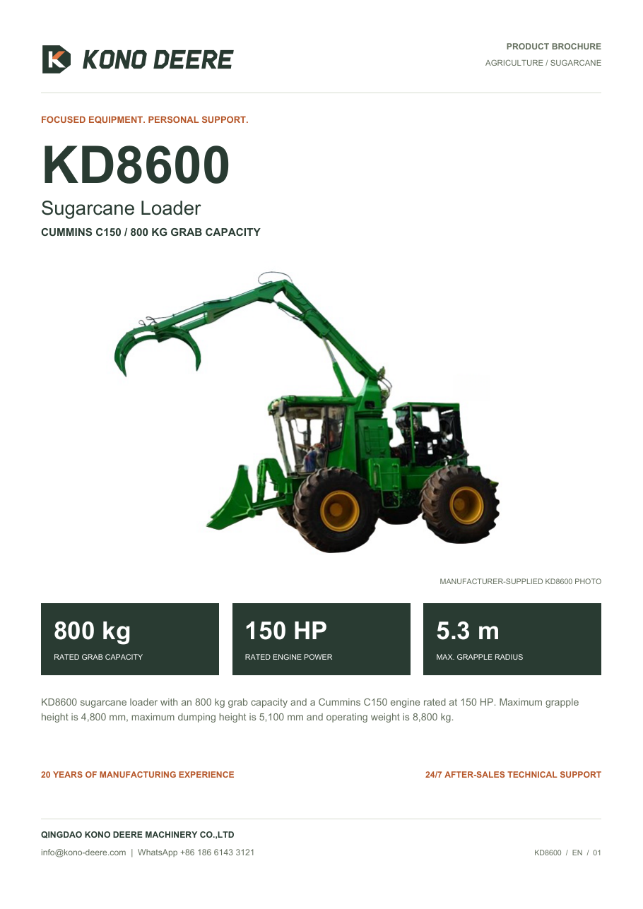 KONO DEERE KD8600 — Product brochure